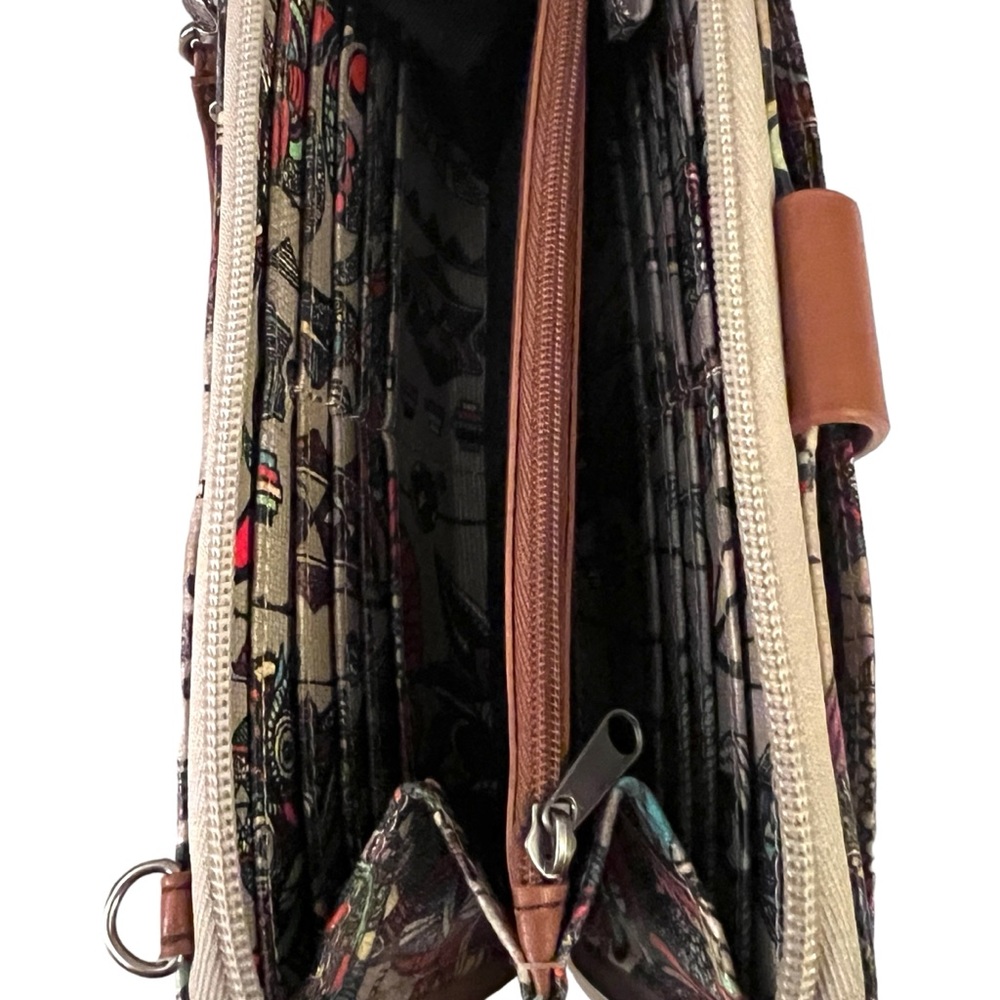 SAKROOTS Large Smartphone Wallet with Crossbody Strap Tan Multi - Picture 9 of 12
